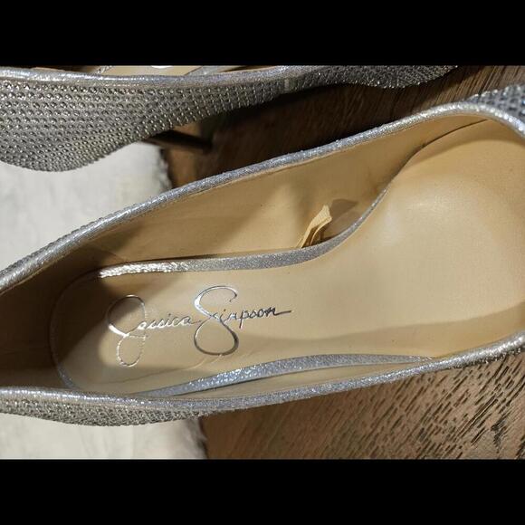 Jessica Simpson Glamorous Silver Sparkle High Heels - Picture 9 of 10